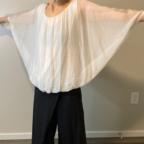 Baci Silk Blend Angelcore Ethereal Fairycore Sheer Bubble hem volume Top sz S/M - Picture 3 of 11